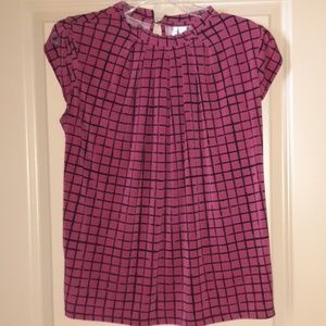 Women's Elle Pleated Mockneck Top Berry Grid